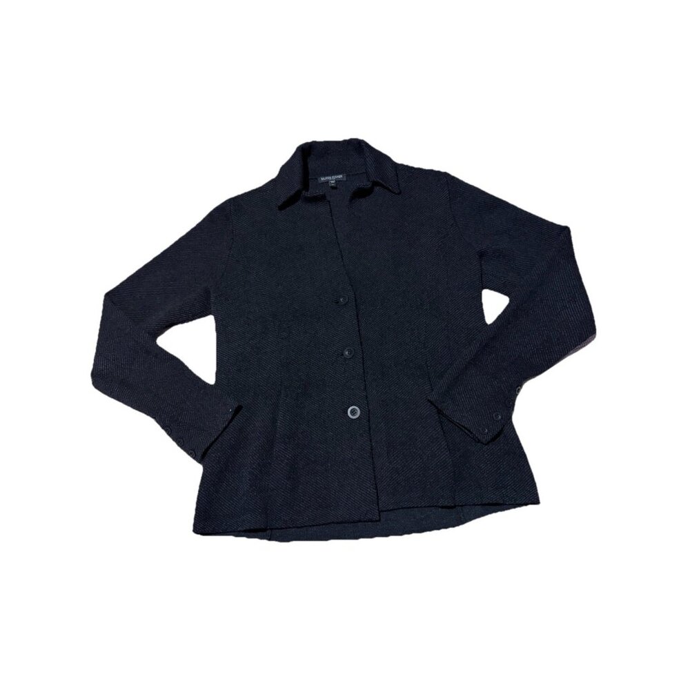 Eileen Fisher Women's PSmall Black Wool Blend Button Front Jacket Minimalist